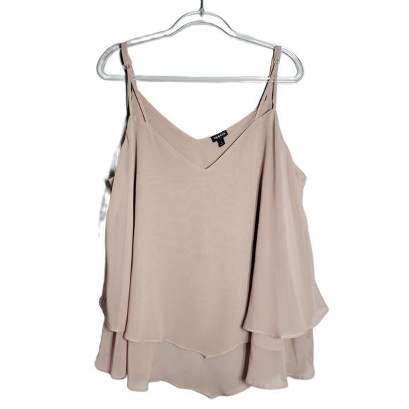 torrid Tops - Torrid Womens Plus Size 3X Blush Pink Chiffon Tiered Cami Top Adjustable Straps